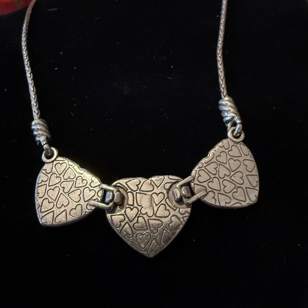 Brighton Three Heart Necklace 16" To 18” Adjustable (Retired) - Picture 3 of 4
